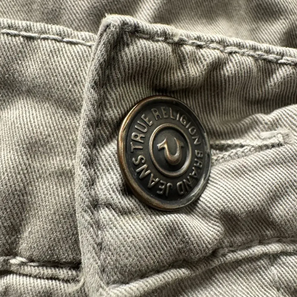 True Religion Jeans Dean Geo Quilted Patch Gray Denim Mens 29‎ (30x29 ACTUAL)